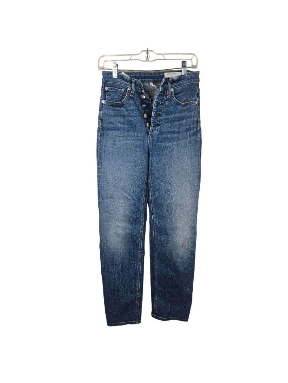Rag & Bone Jane Super High Rise Cigarette Jeans Womens Size 25 Blue Button Fly